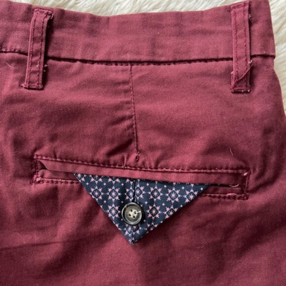 Across The Pond Men's Burgundy Cotton Chino Pants 32x30 Signature Line - Picture 8 of 11